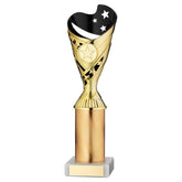 GOLD/BLACK PLASTIC 'SABRE' CUP ASSEMBLED ON MARBLE (1in CEN) - 10in